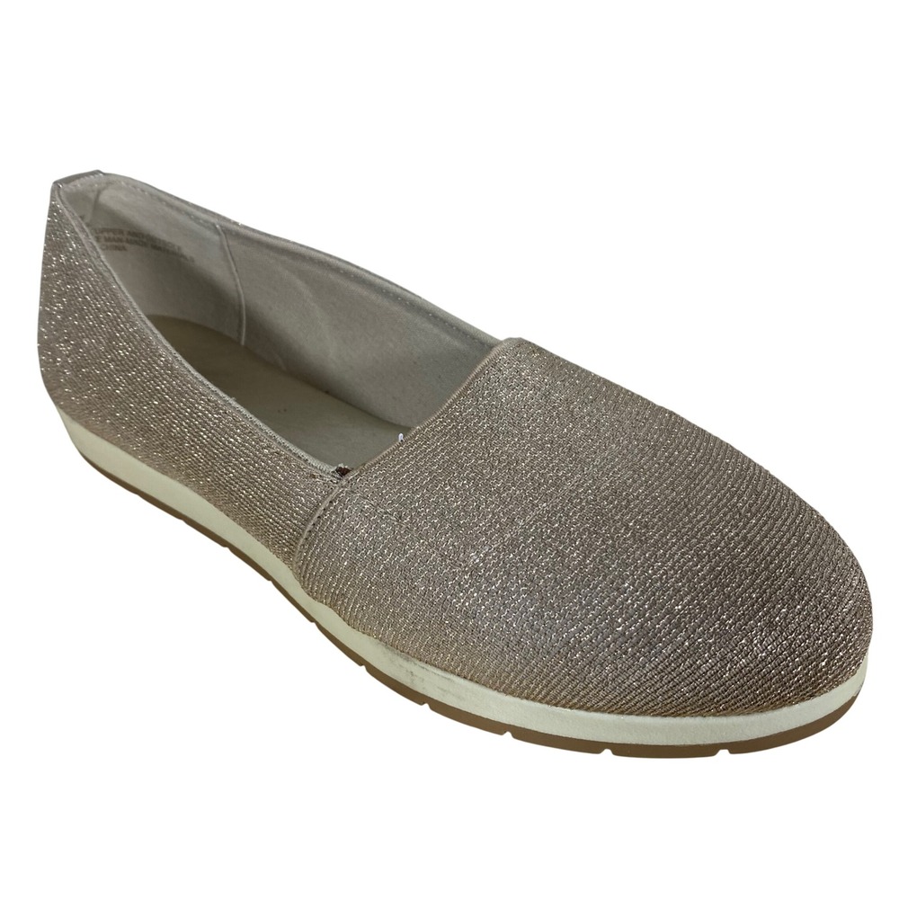Catherines Womens 10W Champagne Metallic Shimmer Slip On Flats Loafers